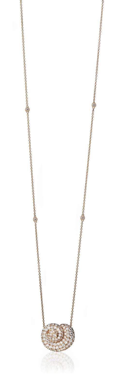 Conch Shell Dream 18K Gold, Rosegold or Whitegold Necklace w. Diamonds