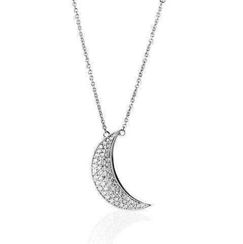 Universe Moon and Star 18K Gold, Rosegold or Whitegold Necklace