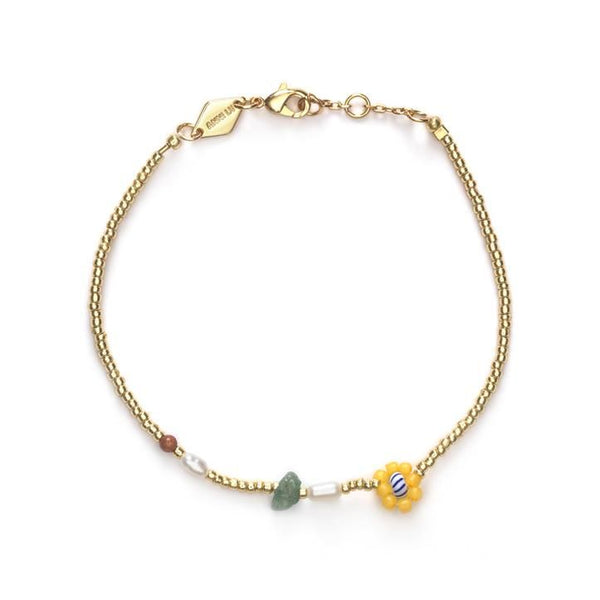 Hanalei Gold Plated Bracelet w. Mixed coloured Beads & Gemstones