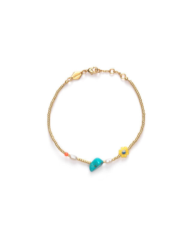 Hanalei Pale Banana Gold Plated Bracelet w. Beads