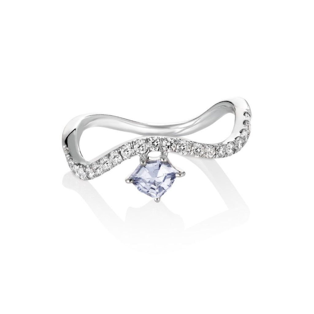 Hiru Udava 18K Whitegold Ring w. Diamonds & Spinel