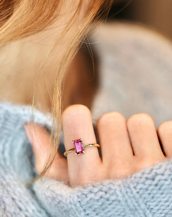 Nord Pink Turned 18K Whitegold Ring w. Tourmaline & Diamond