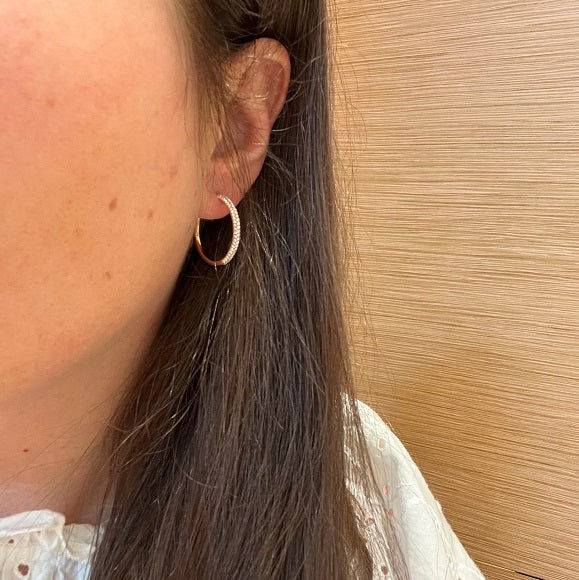 Creol 2 cm 18K Guld, Rosaguld eller Hvidguld Hoops m. Diamanter