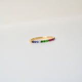 Monara Eternity 18K Gold Ring w. Sapphires, Tsavorite & Diamond
