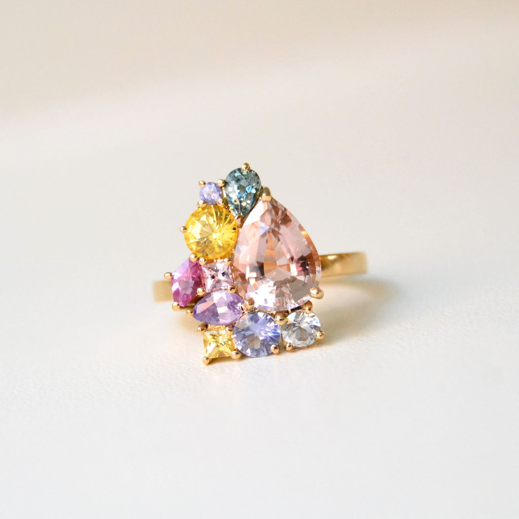 Monara Desi 18K Guld Ring m. Turmalin, Safirer & Tanzanit Sten