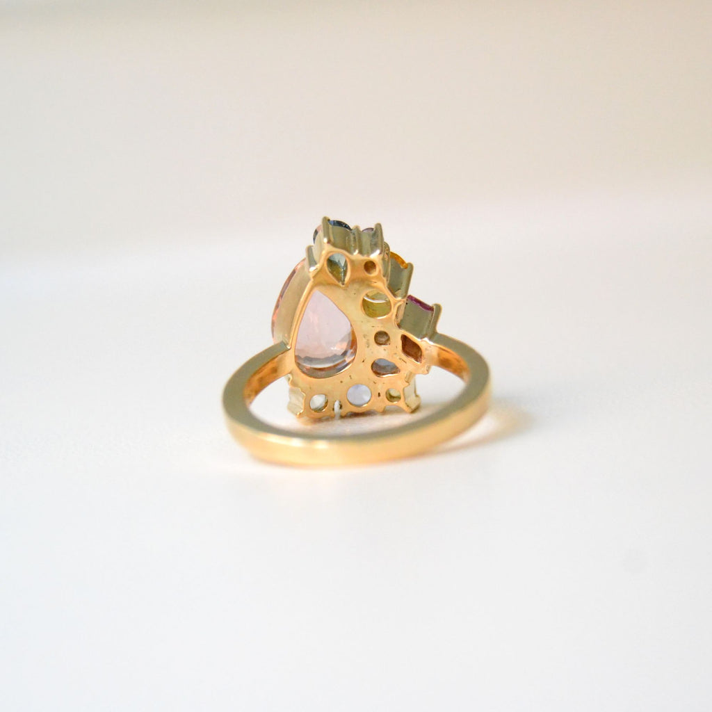 Monara Desi 18K Guld Ring m. Turmalin, Safirer & Tanzanit Sten