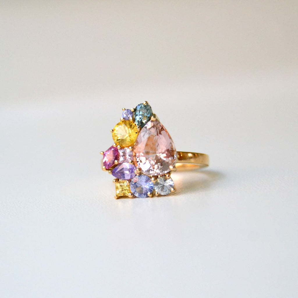 Monara Desi 18K Guld Ring m. Turmalin, Safirer & Tanzanit Sten