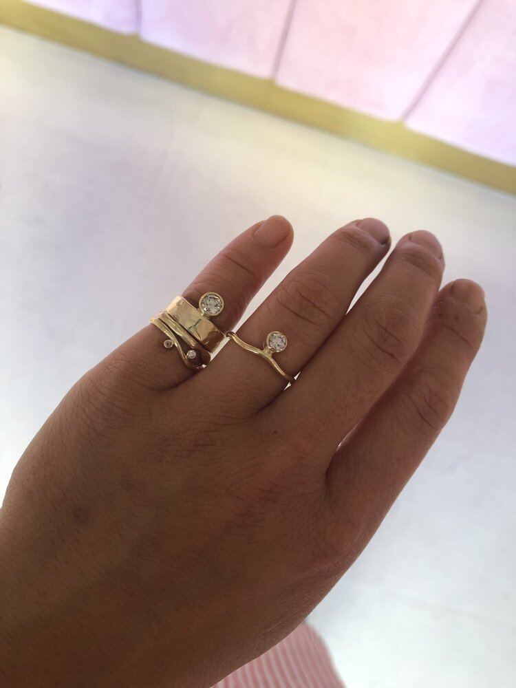 Jaipur Champagne 18K Gold Ring w. Diamond