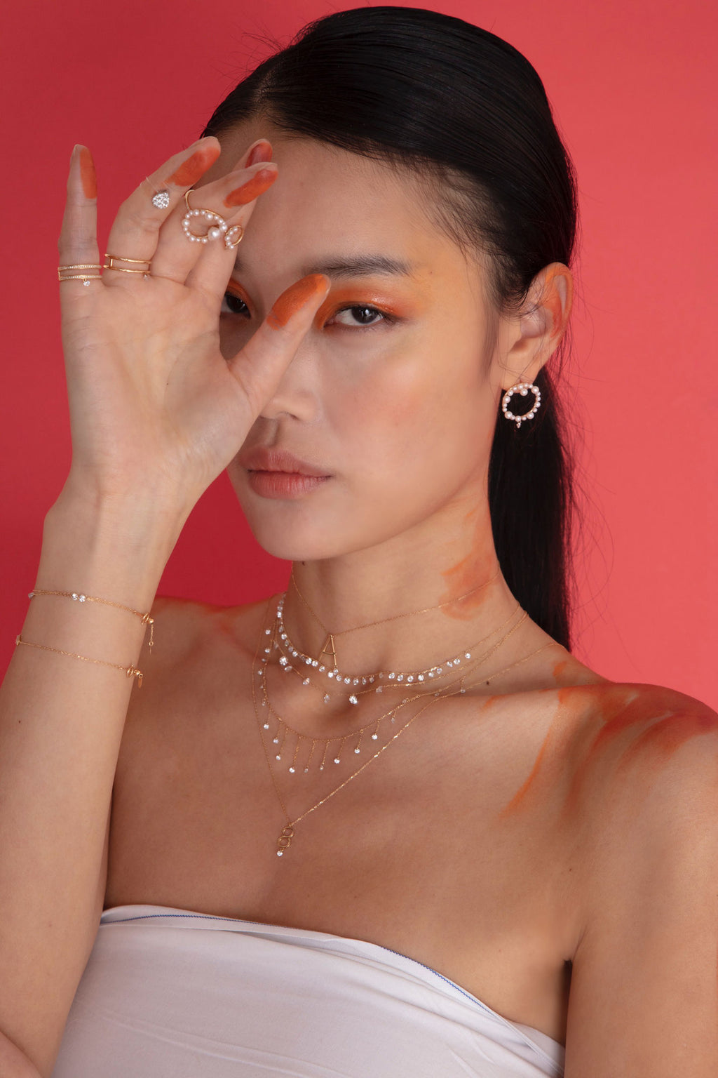 Zeus Double 18K Gold Ring w. Diamond