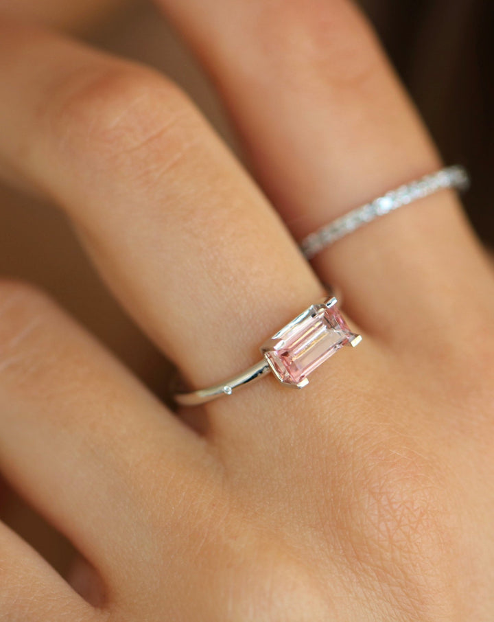 Nord Pink 18K Whitegold Ring w. Tourmaline & Diamond