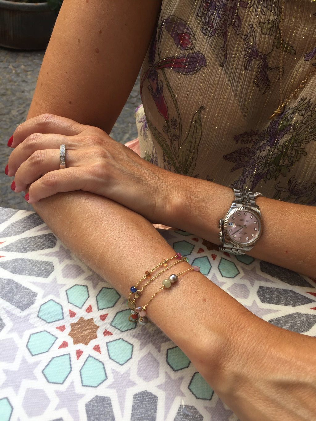 Piccolo 18K Guld Armbånd m. Koral, Spinel, Safir, Diamanter & Rubin