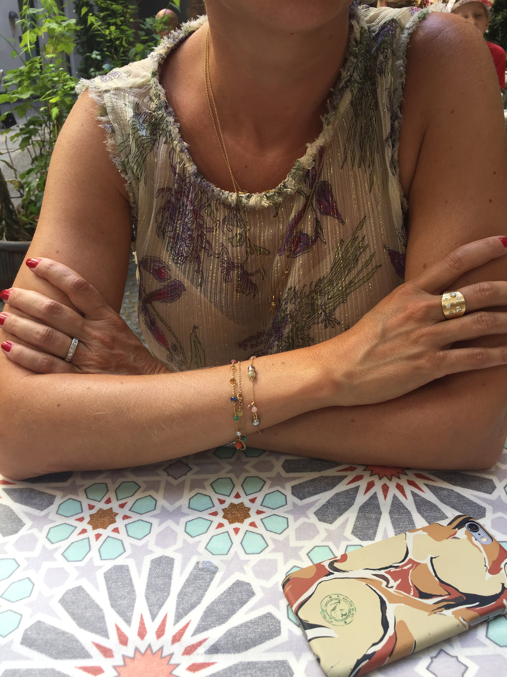 Piccolo 18K Guld Armbånd m. Koral, Spinel, Safir, Diamanter & Rubin