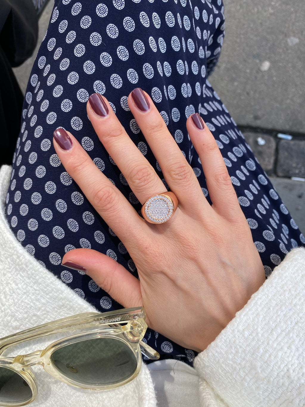 Globe 18K Rosegold Ring w. Diamonds