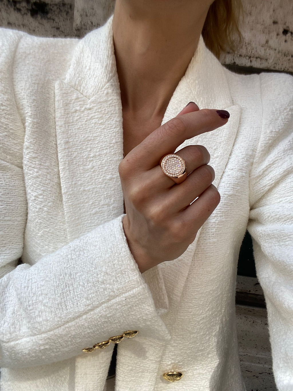 Globe 18K Rosegold Ring w. Diamonds