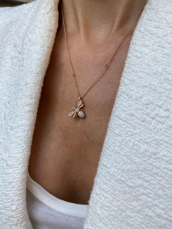 Busy Bee Dream 18K Guld, Rosaguld eller Hvidguld Halskæde m. Diamanter