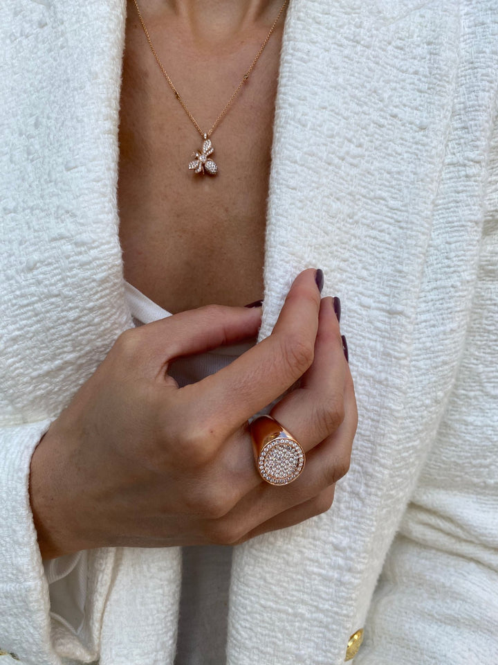 Globe 18K Rosegold Ring w. Diamonds