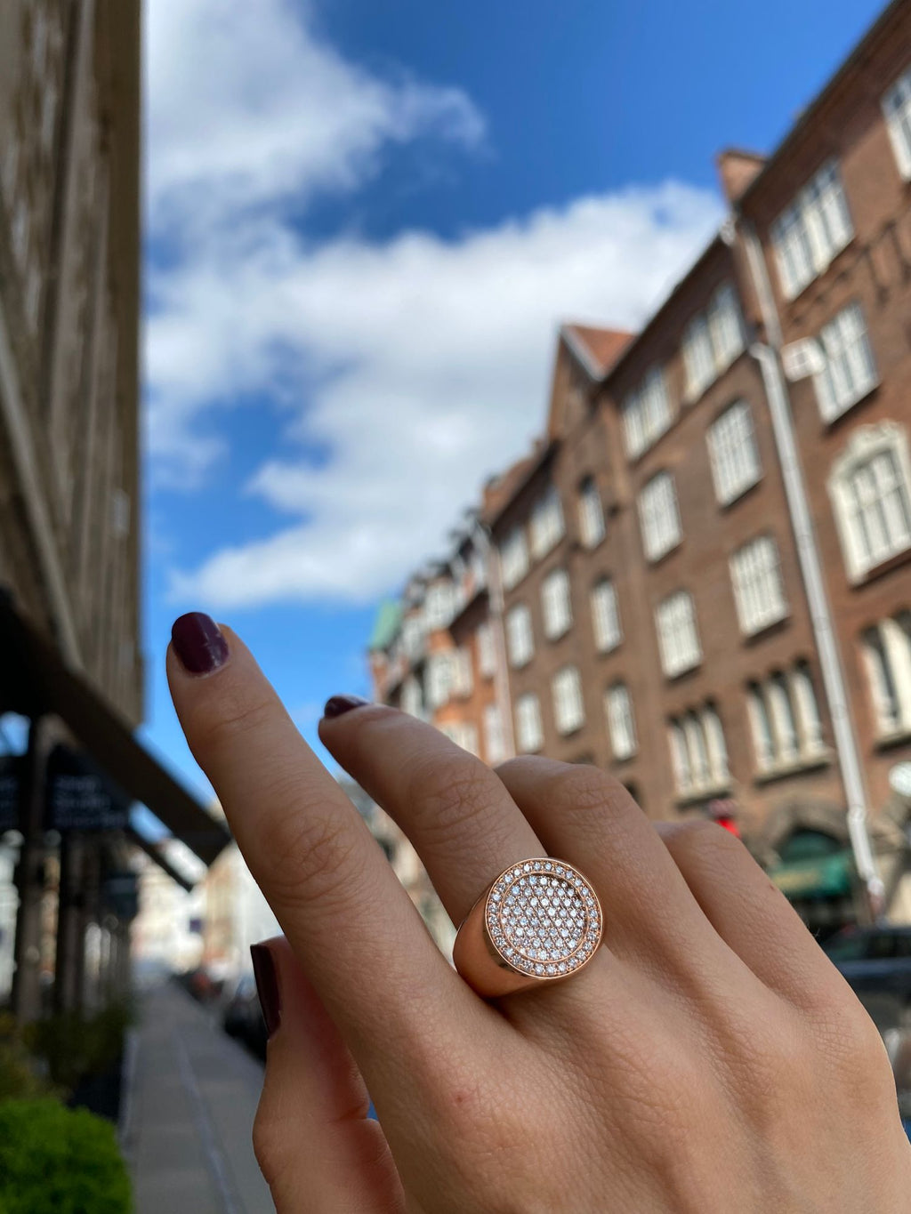 Globe 18K Rosegold Ring w. Diamonds
