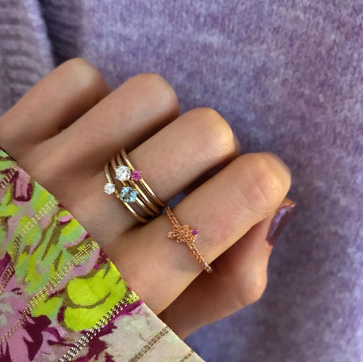 Malene 2.5 Hvid 14K Guld Ring m. Diamant