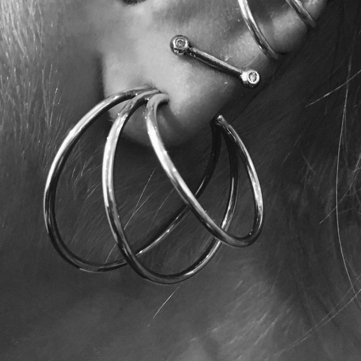 Triple Hoop Earrings Silver