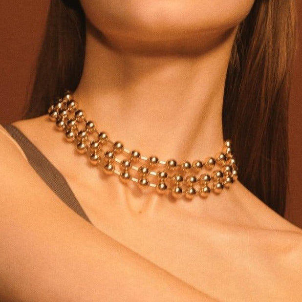 Champagne Triple Choker Gold Plated