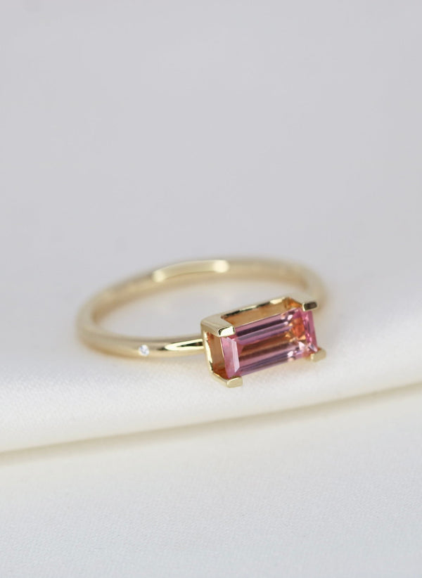 Nord Pink 18K Guld Ring m. Turmalin & Diamant
