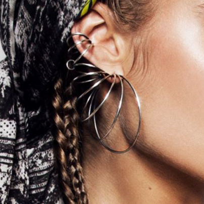 Multiple Big Hoop Earrings Silver