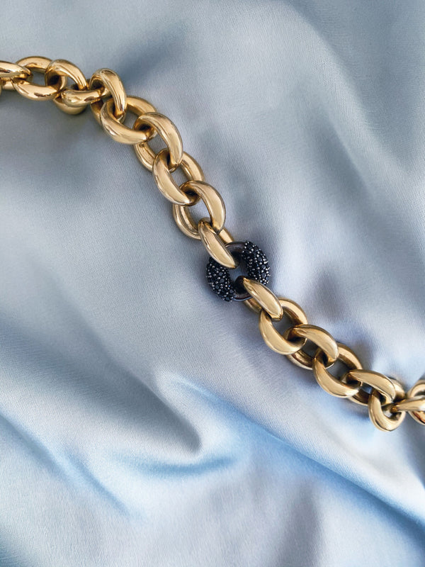 Chunky Link Forgyldt Halskæde m. Spinel