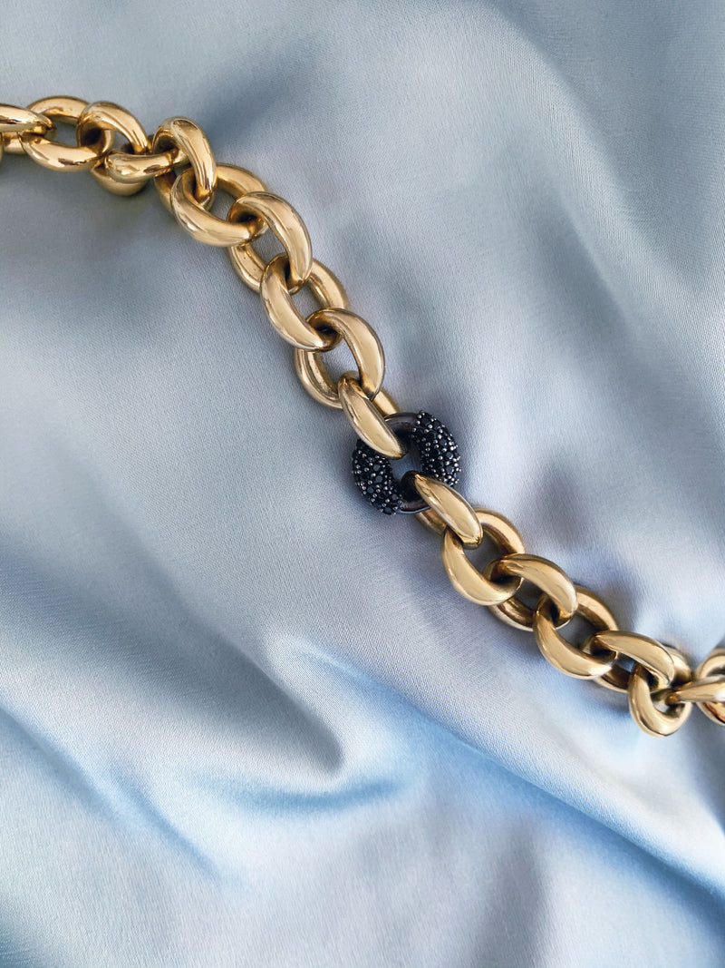 Chunky Link vergoldete Halskette mit Spinell
