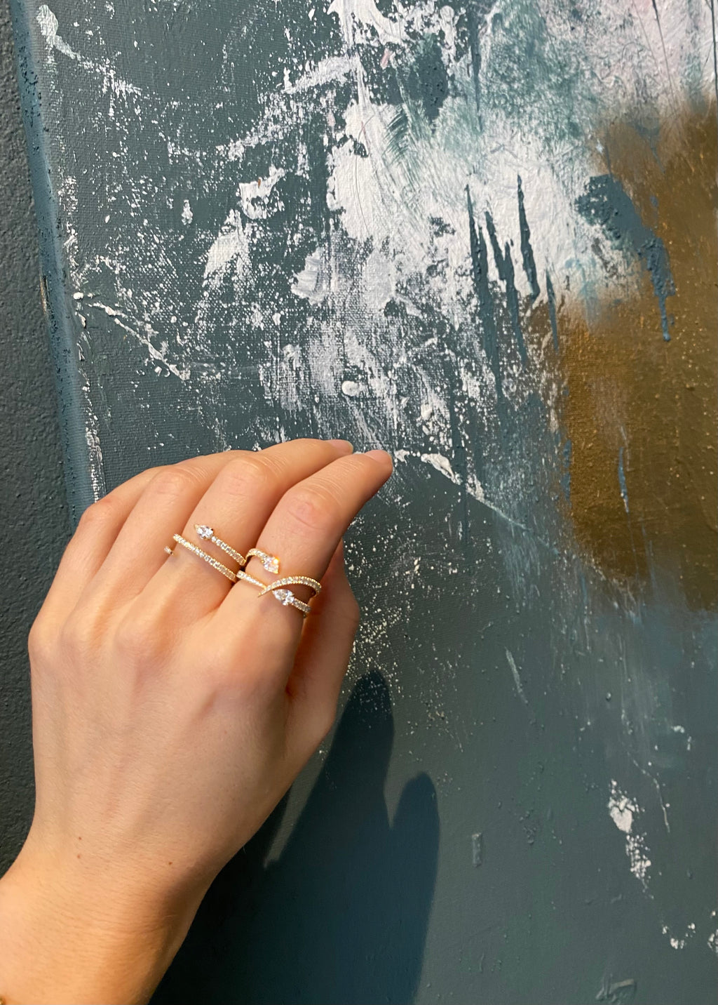 Drop Spin 18K Rosegold Ring w. Diamonds