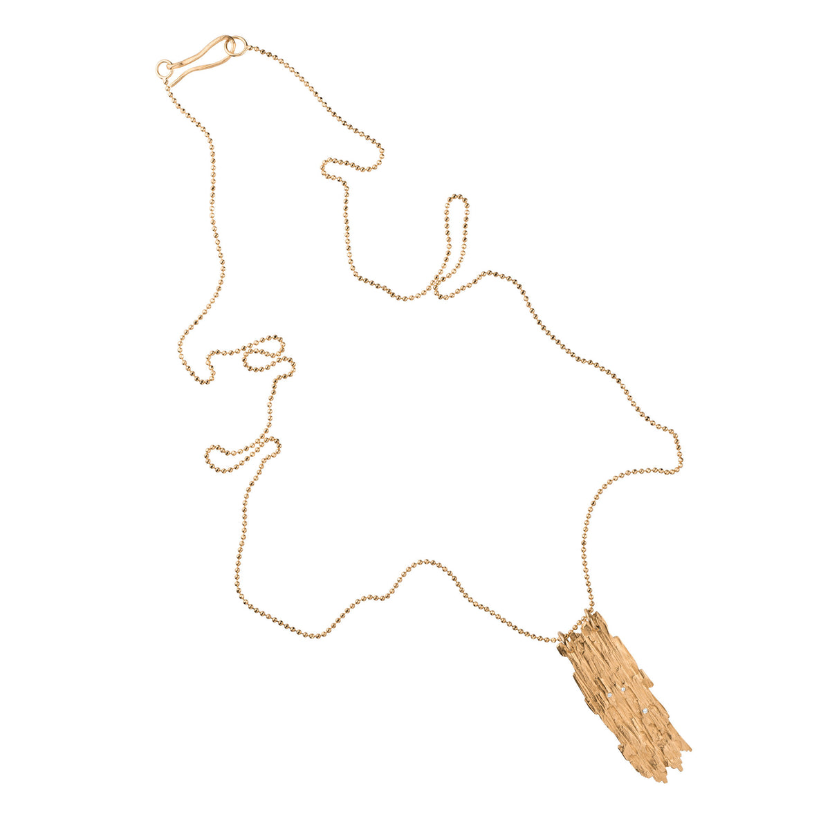 Bark 14K Gold Necklace w. Diamonds