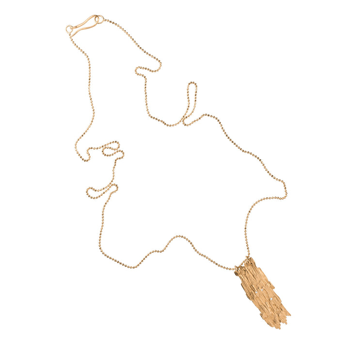 Bark 14K Gold Necklace w. Diamonds