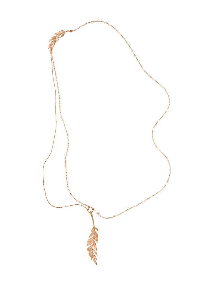 Fern 14K Gold Necklace w. Diamonds