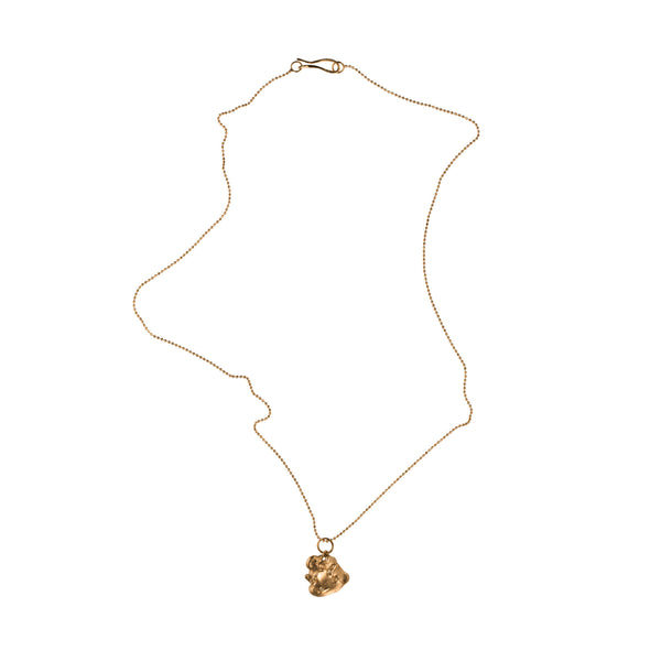 Gold Nugget 14K Gold Necklace w. Diamonds