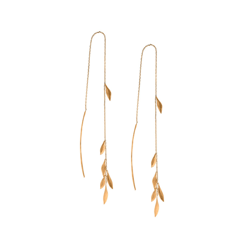 Small Leaves 14K Gold Earrings