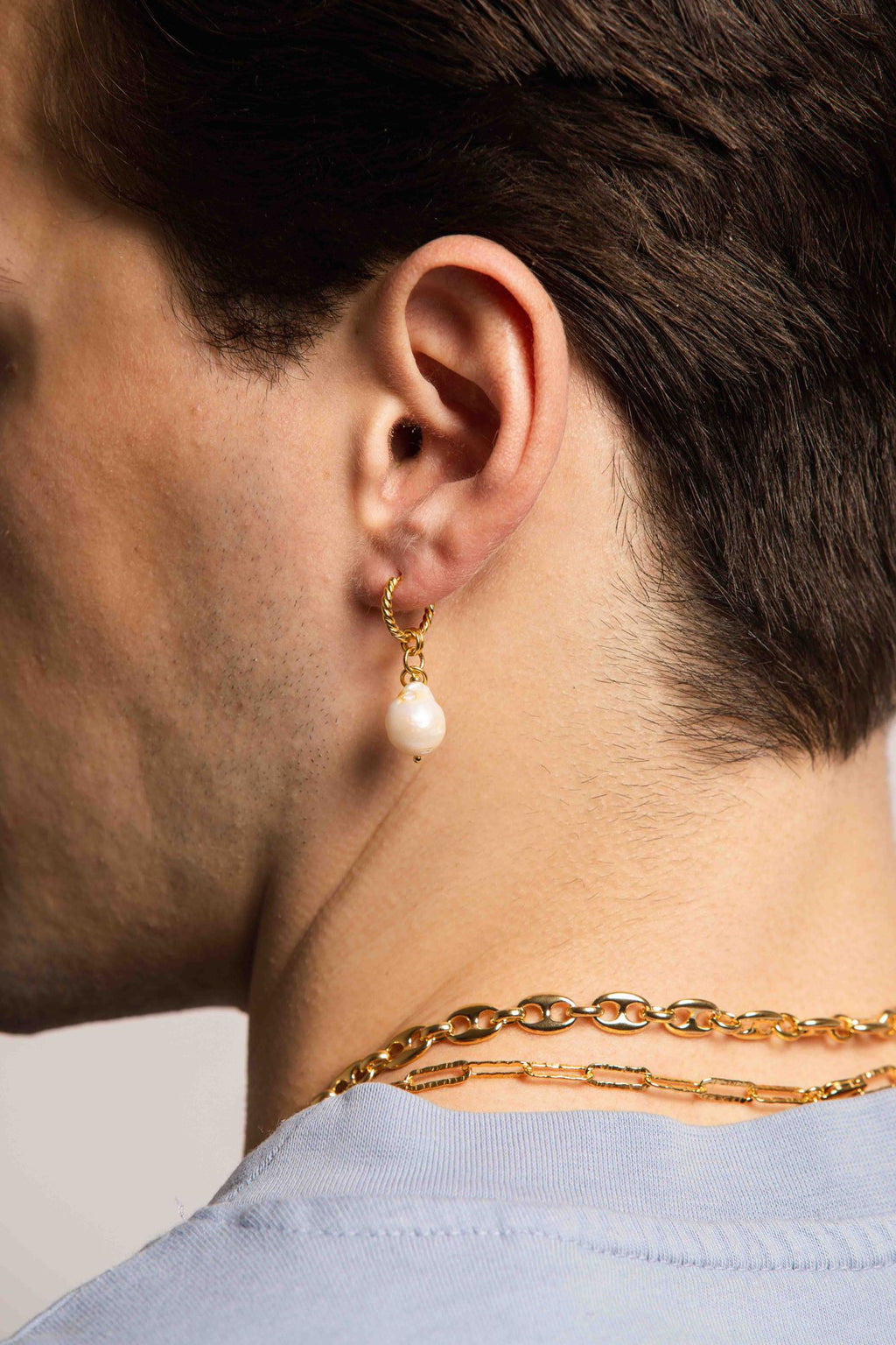 IX Bera 22K Gold plattiert Hoop w. Perlenreferen