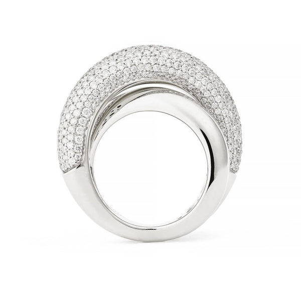 Infinity Loop Stor Halv Pavé 18K Hvidguld Ring m. Diamanter