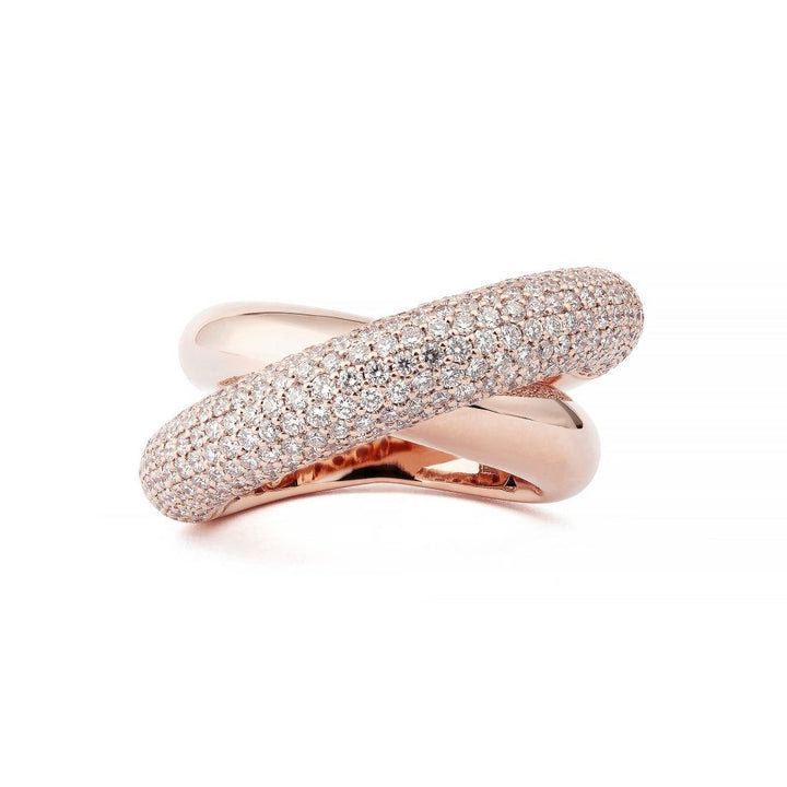 Infinity Loop Stor Halv Pavé 18K Rosaguld Ring m. Diamanter