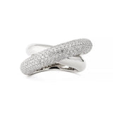 Infinity Loop Big Half Pavé 18K Whitegold Ring w. Diamonds