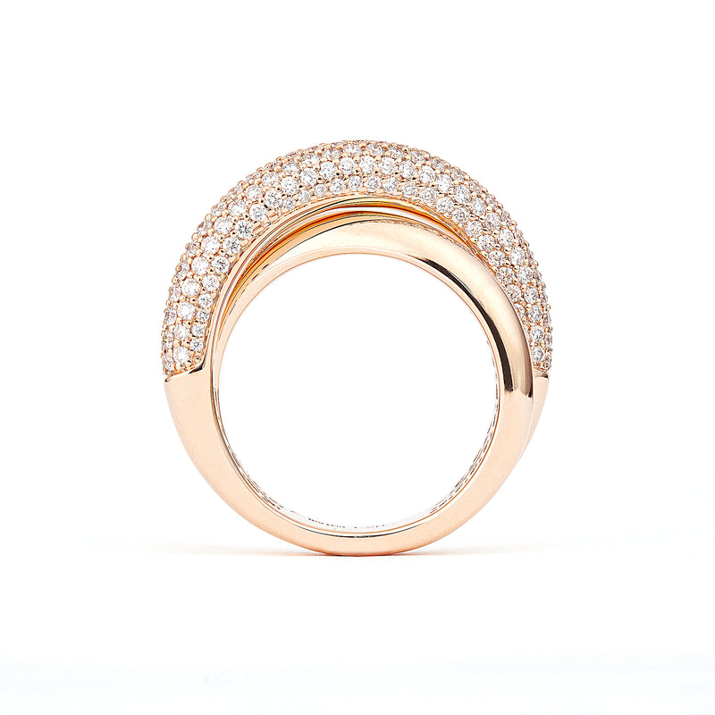Infinity Loop Halb-Pavé mittelgroßer Ring aus 18K Rosegold I Diamanten