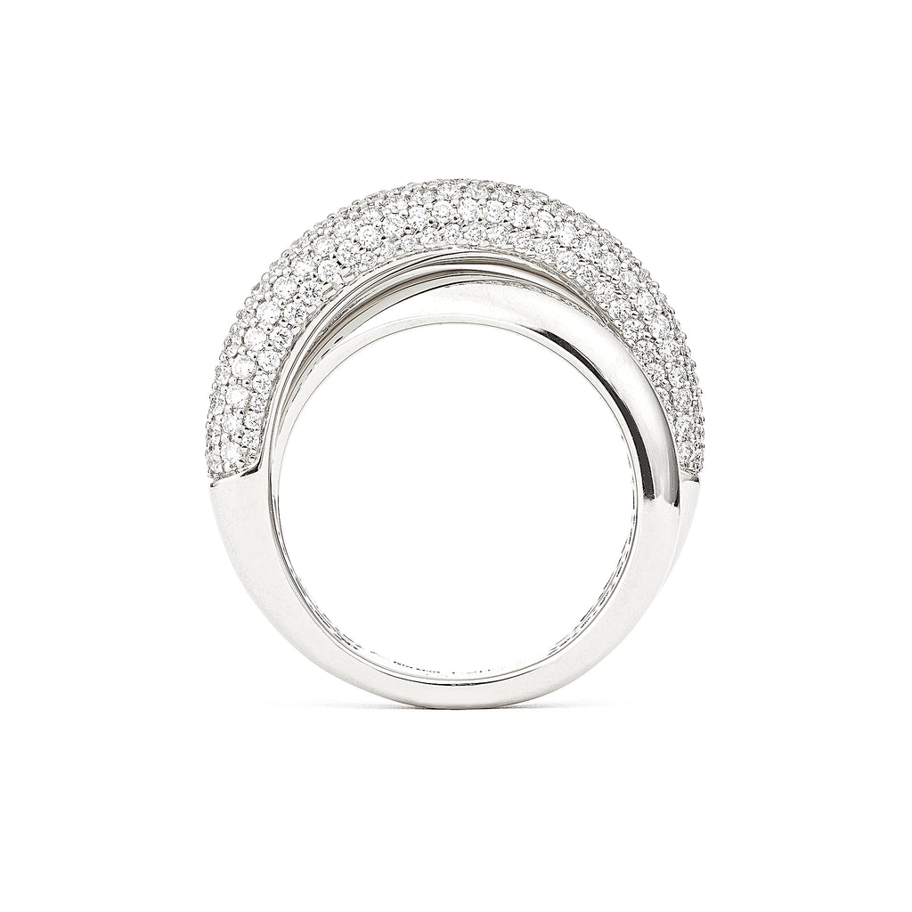 Infinity Loop Medium Half Pavé 18K Whitegold Ring w. Diamonds