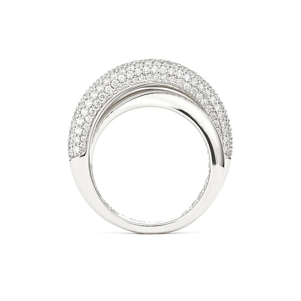 Infinity Loop Halb-Pavé mittelgroßer Ring aus 18K Weißgold I Diamanten