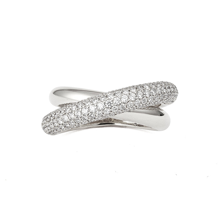 Infinity Loop Mellem Halv Pavé 18K Hvidguld Ring m. Diamanter