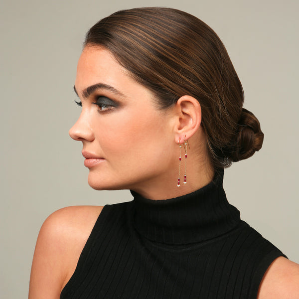 Eline 18K Gold Earrings w. Diamonds & Rubies