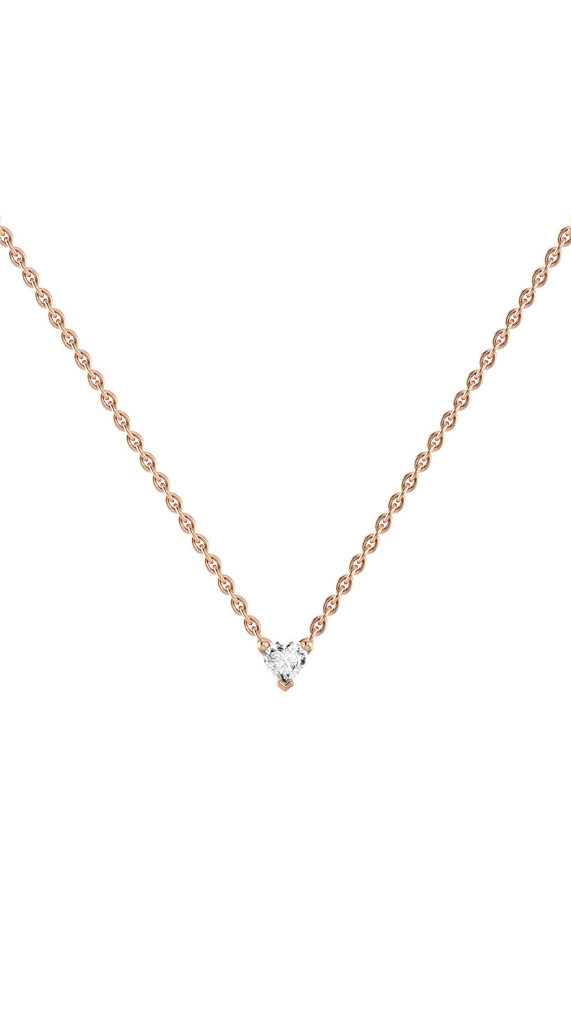 Heart 18K Rosegold Necklace w. Lab-grown Diamond