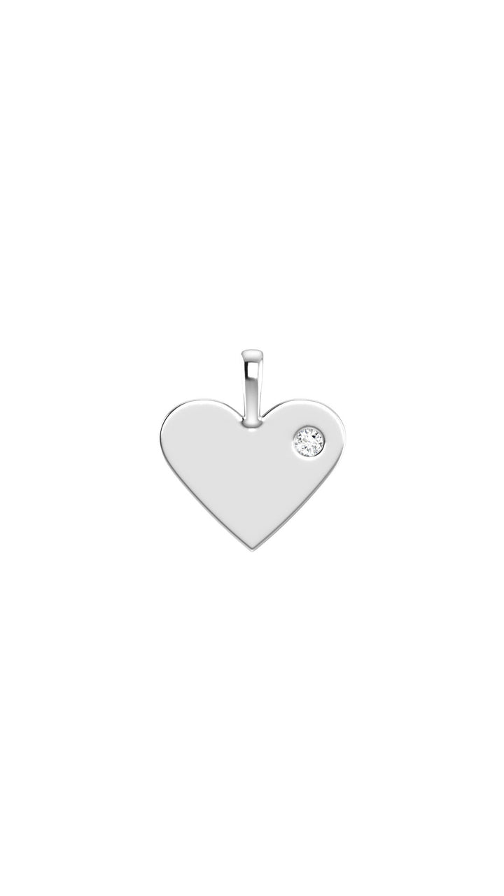 Heart 18K Whitegold Pendant w. Lab-Grown Diamond
