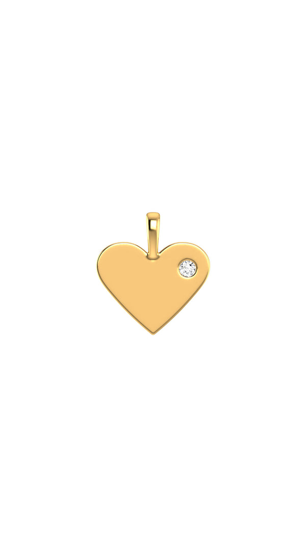 Heart 18K Gold Pendant w. Lab-Grown Diamond