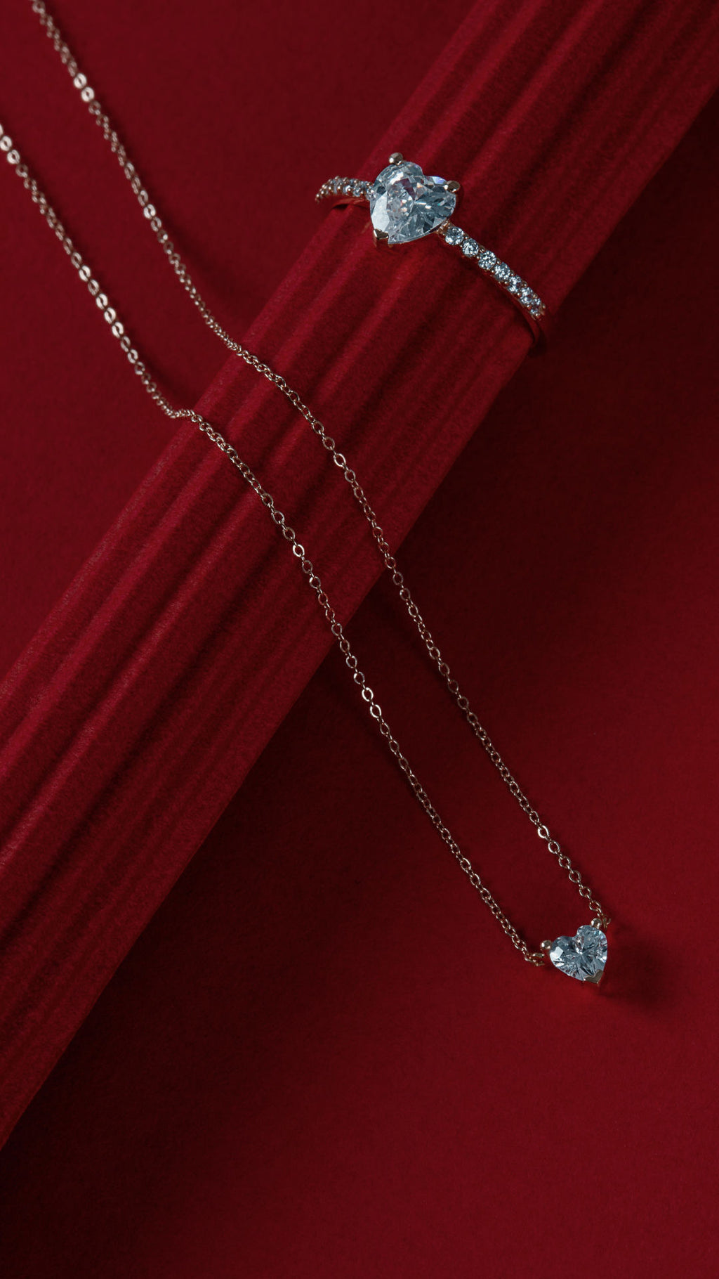 Heart 18K Rosegold Necklace w. Lab-grown Diamond