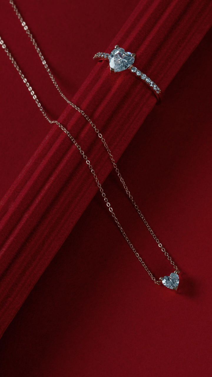 Heart 18K Rosegold Necklace w. Lab-grown Diamond