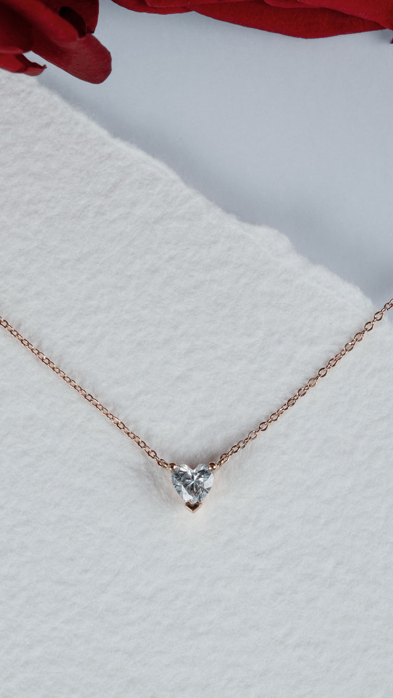 Heart Halskette aus 18K Rosegold I Labor-Diamanten