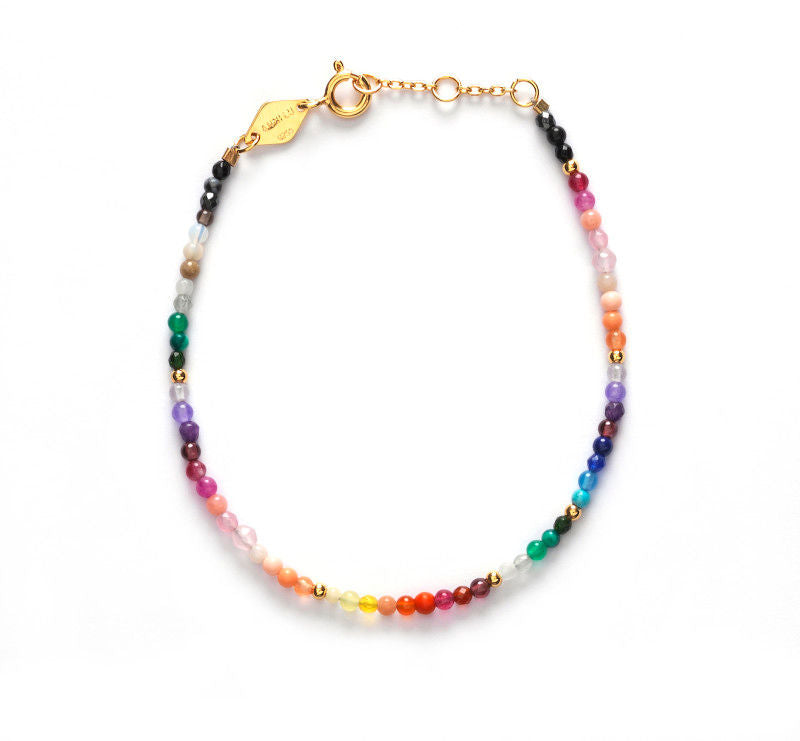 Iris Light Gold Plated Bracelet w. Mixed coloured Beads